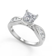 Paloma Inset 4 Prong Princess Cut Diamond Engagement Ring - Nivetta